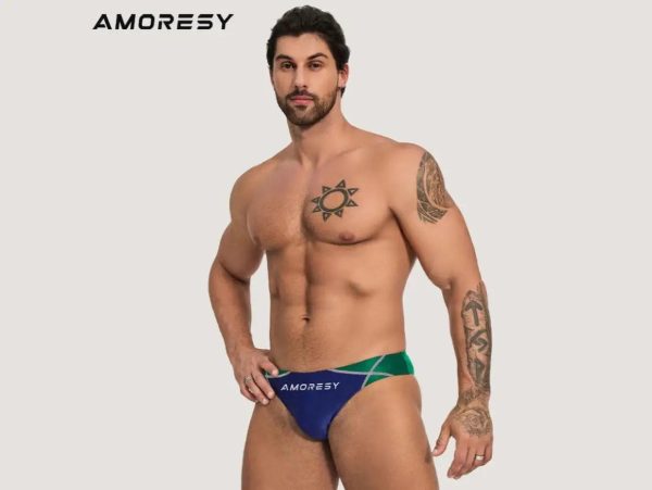 Gay Swim Briefs | AMORESY Swimwear Color Matching Swim Briefs Online now - Image 5