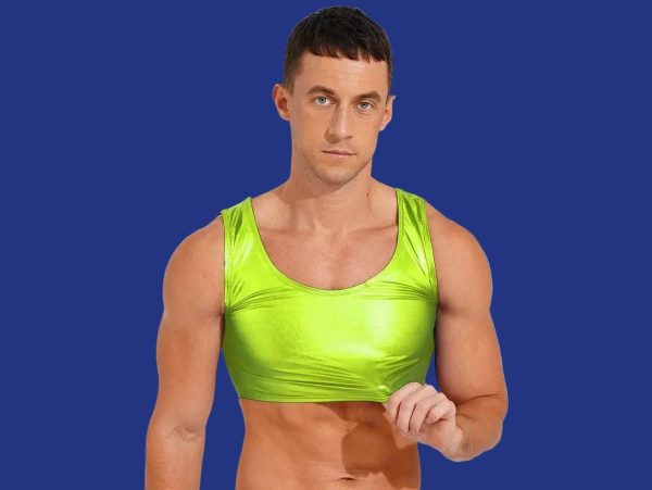 Gay Crop Tops | Clubwear Party Metallic Stretchy Crop Top Online