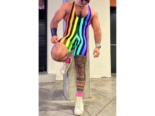 Gay Singlet | Stripe Wrestling Pride Singlet Hot on Sale - Image 2