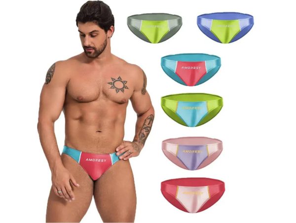 Gay Swim Briefs | AMORESY Low-Rise Smooth Sport Swim Briefs For Sale