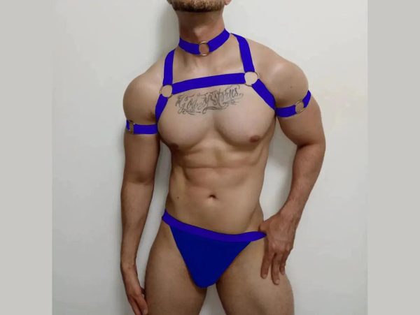 Gay Clubwear | Chest Harness, Neck Ring, and Arm Ring with Optional Matching Jockstrap Fashion - Image 5